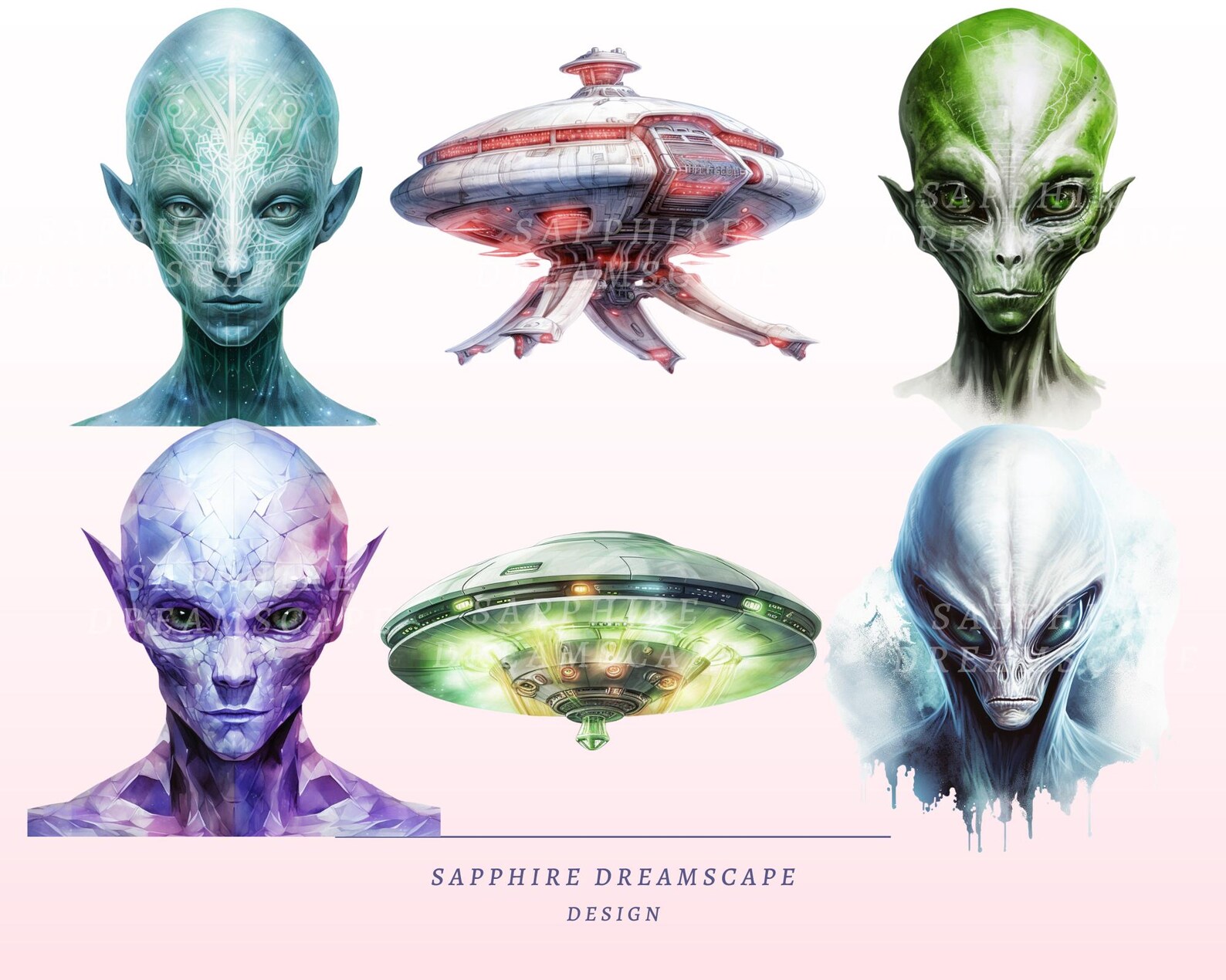 25 Watercolor Alien Clipart, High Quality Transparent Pngs, Instant ...