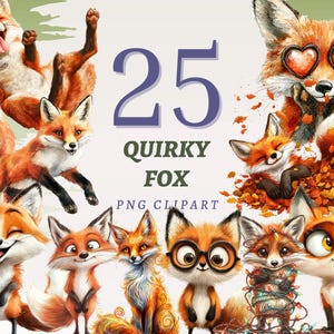 30 schrullig Fuchs Clipart Geburtstag Dekoration Transparent Kunst mit Kommerzieller Nutzung Illustration für Märchenbuch Cartoon Tier Druck