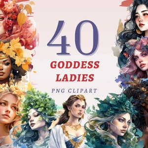 40 Göttinnen Clipart, hochwertige transparente PNGs, sofortiger Download, kommerzielle Nutzung - Mythologische Göttinnen Printables, Aphrodite
