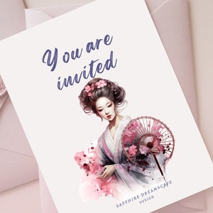 35 Watercolor Geisha Clipart, High Quality Transparent PNGs, Instant Download, Commercial Use - Japanese Fashion png bundle, Asian Art Print image 9