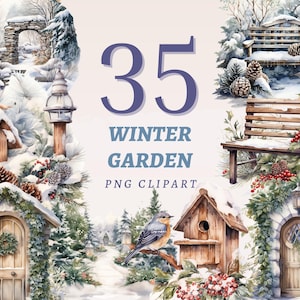 35 clipart wintertuin, transparante png-bestanden van hoge kwaliteit, direct downloaden, commercieel gebruik - kerstbloemenprints, ontwerpen decemberscène