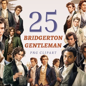 25 Bridgerton Gentleman Clipart, hochwertige transparente PNGs, sofortiger Download, kommerzielle Nutzung - Aristokrat Grafiken, Regency-Stil Drucke