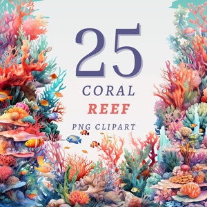 25 cliparts récif de corail, PNG transparents de haute qualité, téléchargement immédiat, usage commercial - png sous-marin, ensemble marin, fabrication de cartes, scrapbooking