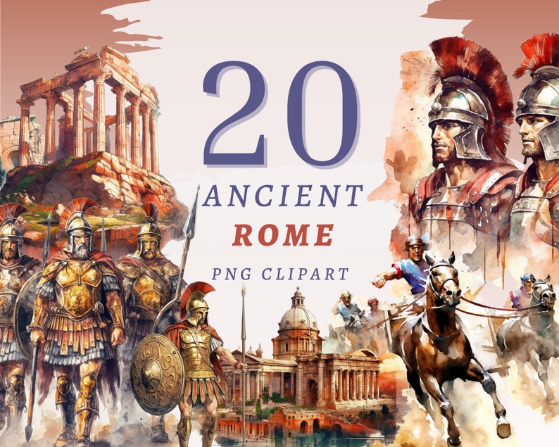 20 Ancient Rome Clipart, Hoge kwaliteit transparante PNGs, Instant Download, Commercieel gebruik Romeinse Rijk, Legionair ontwerpen voor afdrukken afbeelding 1