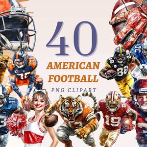 40 clipart de futebol americano, PNGs transparentes de alta qualidade, download instantâneo, uso comercial - impressões de uniformes esportivos, obras de arte de quarterback