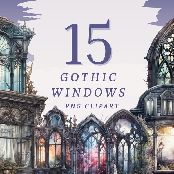 15 Gothic Windows Clipart, High Quality Transparent PNGs, Instant Download, Commercial Use - Digital scrapbooking, Digital paper, Papercraft
