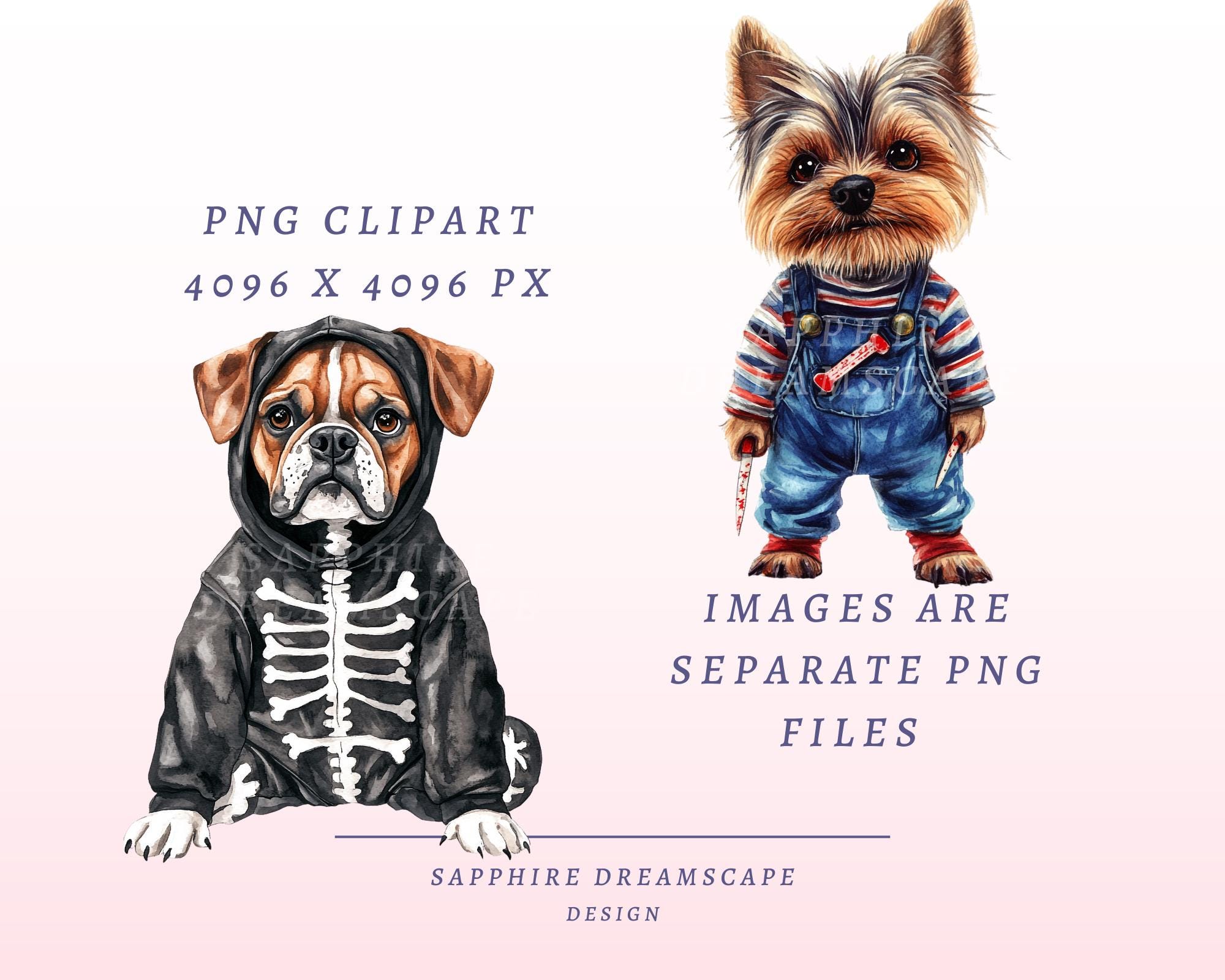 20 Halloween Dogs Clipart Bundle Watercolor Pet Costumes PNG Funny Dog ...