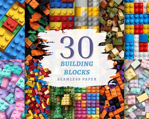 Building Blocks Digital Seamless Paper High Quality Instant Download Commercial Use Playful Bricks image pattern, Children Toys graphics
