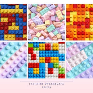 May include: A collage of colorful toy building blocks in various arrangements. The blocks are in shades of red, yellow, blue, orange, pink, purple, and green. The text "SAPPHIRE DREAMSCAPE DESIGN" is at the bottom.
