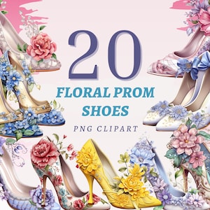 20 Floral Prom Schuhe Clipart, hochwertige transparente PNGs, sofortiger Download, kommerzielle Nutzung - High Heels, Frau Mode-Design