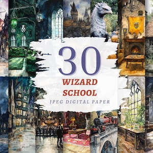 Wizard School Digital Paper, Magical Castle Decorations, High Quality JPGs, Instant Download, Commercial Use, Dark Academia Printables