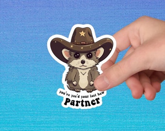 Cowboy Possum Sticker | You've Yee'd Your Last Haw | Possum Sticker | Opossum Sticker | Sticker For Laptop | Funny Sticker | Vinyl Sticker