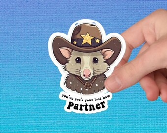 Cowboy Possum Sticker | You've Yee'd Your Last Haw | Possum Sticker | Opossum Sticker | Sticker For Laptop | Funny Sticker | Vinyl Sticker