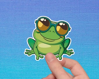 Fat Frog Sticker, Frog In Sunglasses, Big Frog, Frog Lover Sticker, Funny Frog Stickers, Cute frog Gifts, Kawaii Frog, Stickers For Laptop