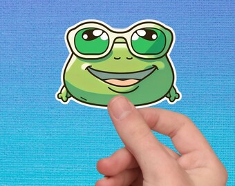 Fat Frog Sticker, Frog In Sunglasses, Big Frog, Frog Lover Sticker, Funny Frog Stickers, Cute frog Gifts, Kawaii Frog, Stickers For Laptop