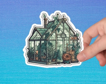 Vinyl Greenhouse Sticker, Plant Mom Sticker, Gardening, Botanical, Garden, Nature, Plant, Floral, Plant Lover Gift, Laptop & Journal Sticker