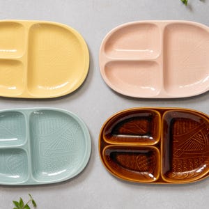 Hasami Porcelain Kids Divided Plate | Bird Pattern Dish | Japanese Snack Plate | Made in Japan