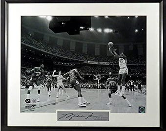 Michael Jordan “UNC Winning Shot” Framed Photograph Engraved Series