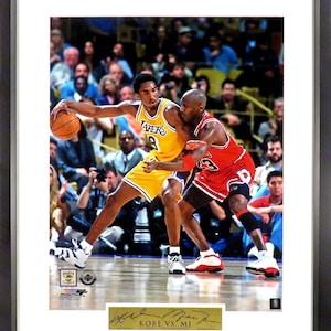 Kobe Bryant & Michael Jordan “Kobe vs. MJ” Framed Photograph (Engraved Series)