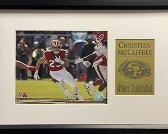 Christian McCaffrey SF 49ers Framed 8x10 Photograph w/Full Plate (Engraved Series)