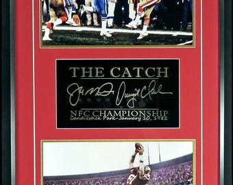 Joe Montana & Dwight Clark “THE CATCH” Framed Stack Display Engraved Series