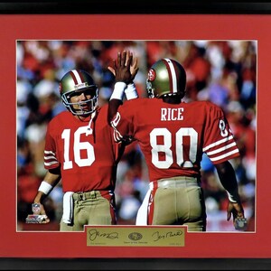 Joe Montana & Jerry Rice “High Five” Framed Photograph Engraved Series