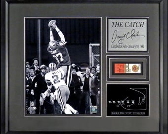 Dwight Clark “The Catch” Framed Photo w/Replica Tix (Engraved Series)