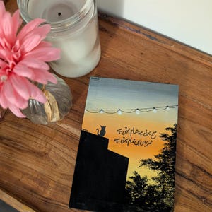 Minimalistische zonsondergang muurkunst | Urdu-kalligrafie | Handgetekende, ingelijste canvaskunst | Cadeau voor ruimteliefhebbers, Zuid-Aziatisch decor Urdu-poëzie | Katten