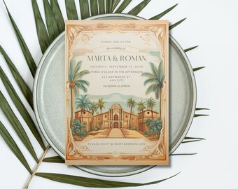 Spanish Colonial Wedding Invitation Template (PDF)