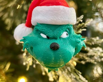 3D Grinch Ornament | Unique Grinch Ornament | Grinch XMAS Ornament