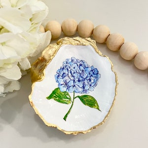Hydrangea Oyster Ring Dish, Nantucket blue, Gift for Bride, Bridesmaid Gift, Party Favor, Wedding Favor, Engagement Gift, personalizable