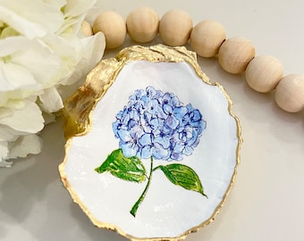 Hydrangea Oyster Ring Dish, Nantucket blue, Gift for Bride, Bridesmaid Gift, Mother’s Day Gift, Party Favor, Wedding Favor, Engagement Gift