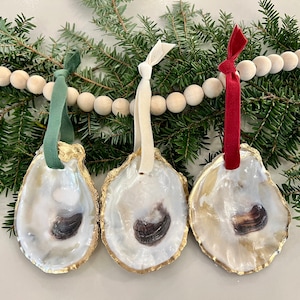Oyster Christmas Ornament, Present Name Tag, Christmas Stocking Name Tag