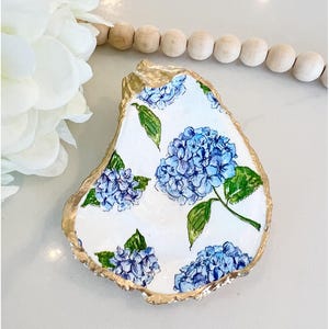 Hydrangea Oyster Ring Dish, Nantucket blue, Gift for Bride, Bridesmaid, Engagement, Mother’s Day, Party Favor, Wedding Favor