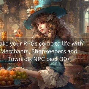 DnD Fantasy City and Town Merchant, Shopkeepers and Villager NPC 30+ pack, Roll20, Pathfinder