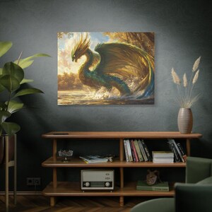 Mystical Dragon Canvas Wall Art, Fantasy Decor for Home, Perfect Gift for Art Lovers, Unique Wall Art, Dragon Artwork