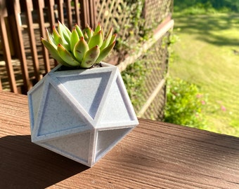 D20 Planter STL Print File with Drainage | 3D Printing | 3D Gift | Succulent | Dice | Dungeons and Dragons
