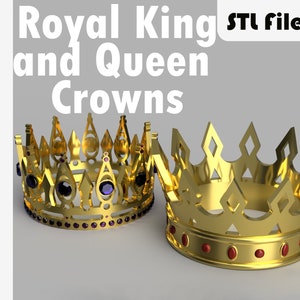 King and Queen Crowns STL 3D Print File