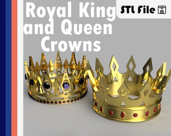 King and Queen Crowns STL 3D Print File