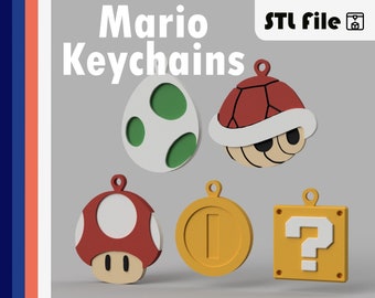 Mario Keychain Bundle STL 3D Print File