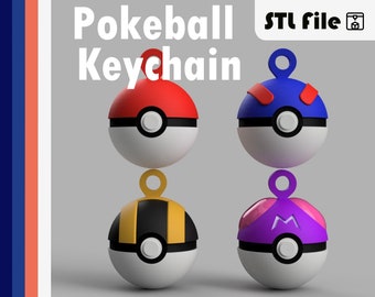 Pokemon Pokeball Keychain Bundle STL 3D Print File