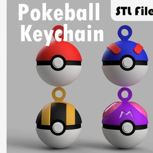 Pokemon Pokeball Keychain Bundle STL 3D Print File