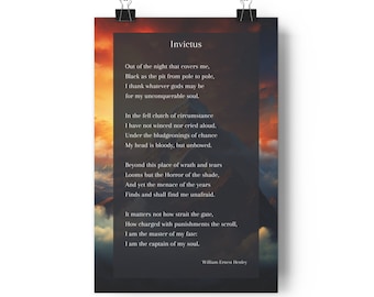 Impressão artística do poema Invictus - arte de parede