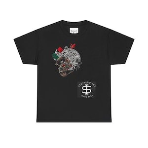 Camiseta con estampado de calavera atrevida, unisex, de algodón grueso, ideal para uso informal, festivales de música, Halloween, un regalo único.