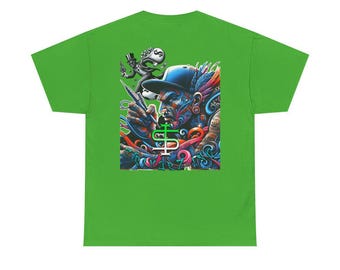 Camiseta de arte urbano, unisex, de algodón grueso, con gráficos, moda urbana, regalo artístico para creativos, ropa con un toque de expresión atrevida.