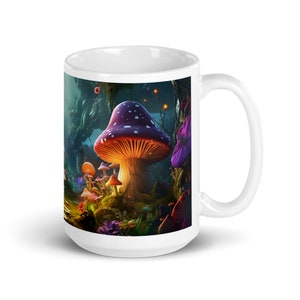 ENCHANTED FOREST MUSHROOM Mug Fairy Lights Fantasy World Magical Artwork Cottagecore Fairycore Mug Friend Gift Idea
