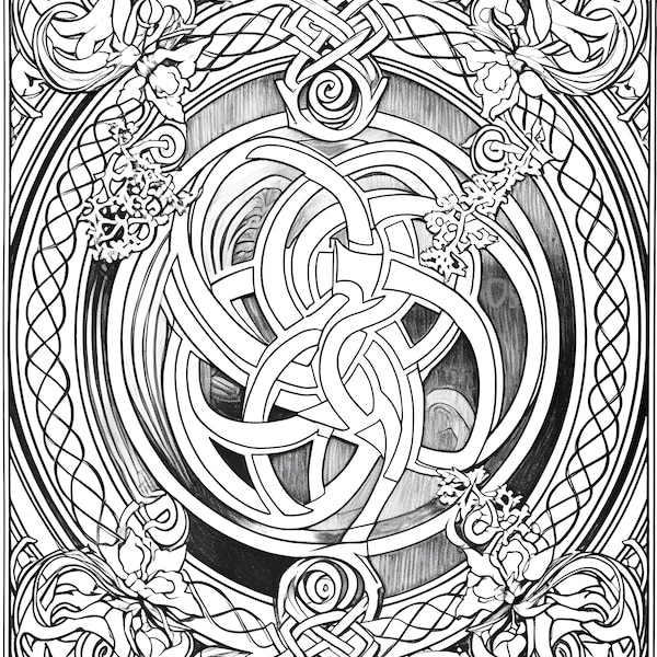 ADULT COLORING PAGES Celtic Knots and Flowers Moderate to Intricate Designs 10 Printable Pages Digital Download Only W/ 4 Bonus Pages