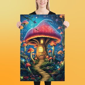 ENCHANTED FOREST MAGICAL Mushroom Home Fantasy Kids Poster Child&#39;s Room Decor Fantasy Theme Decoration Red Cap Mushrooms Fungi Forest