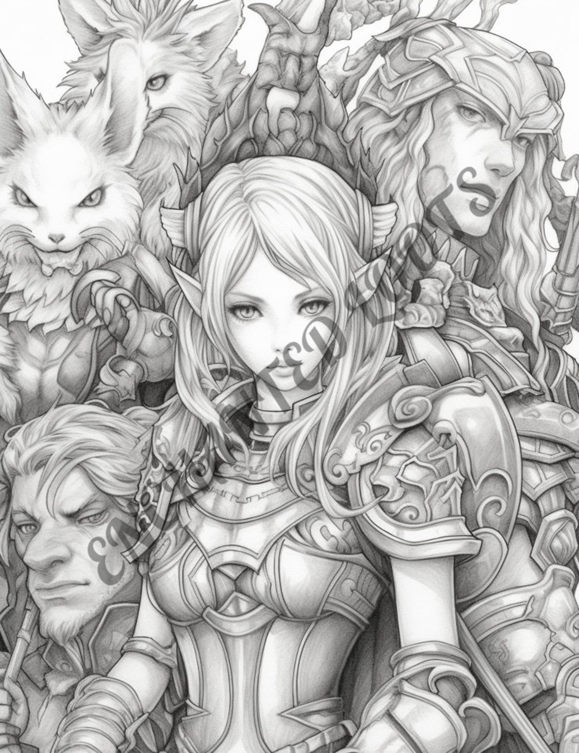 30 FANTASY COLORING PAGES Designed for Adults or Advanced - Etsy