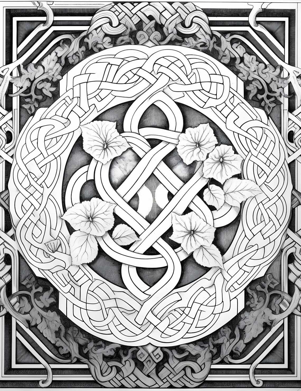 ADULT COLORING PAGES Celtic Knots and Flowers Moderate to Intricate ...